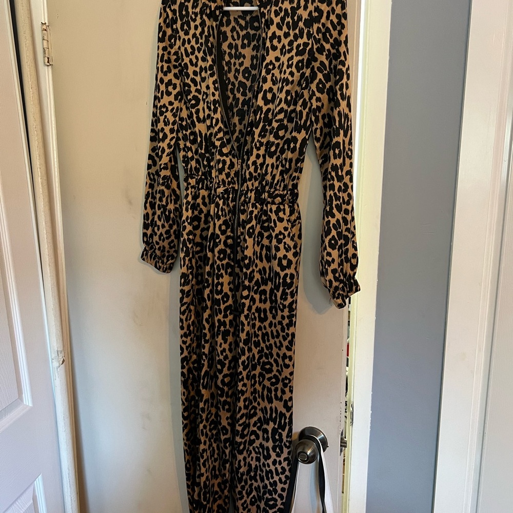 Leopard print pant jumpsuit